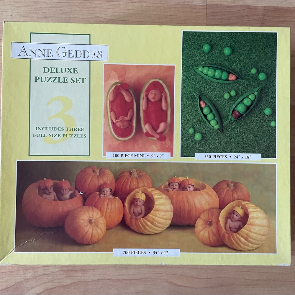 Brand New Anne Geddes Deluxe Jigsaw Puzzle Set of 3 Newborn Babies